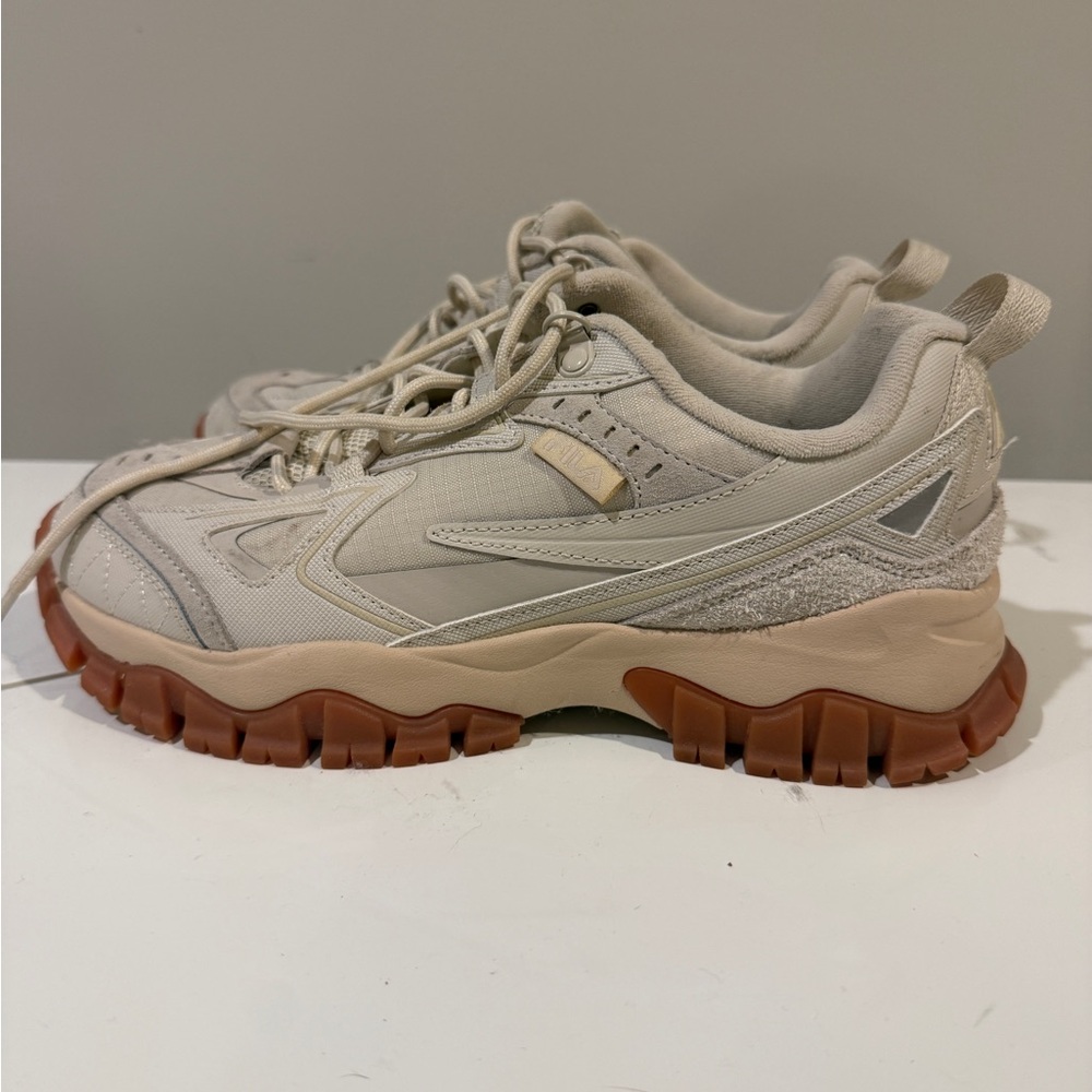 Fila Women's Beige Trail Sneakers with Brown Gum Sole
